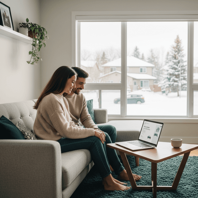 Two people reviewing insurance work on a laptop